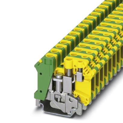 Phoenix Contact Ground - Multi-Conductor Terminal Block; UK 10-PLUS-PE; 2-Level; #24 - #6; Green-Yellow